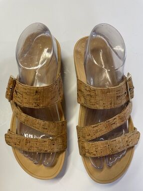 Vionic Cork Strappy Slide Sandals Womens Size 8 Beige Comfort